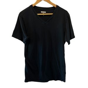 LACOSTE Black V Neck Slim Fit Short Sleeve Basic Tee Shirt L